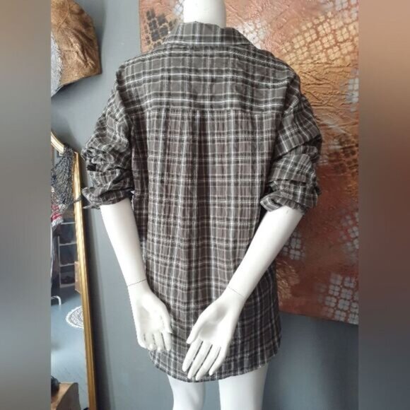 Zara Nwot Cotton Blend Plaid Button-Up Shirt - Picture 3 of 11